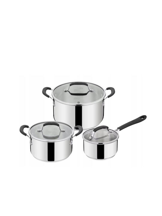 Tefal Jamie Oliver Σετ Κατσαρόλες από Ανοξείδωτο Ατσάλι Silver με Αντικολλητική Επίστρωση 6τμχ