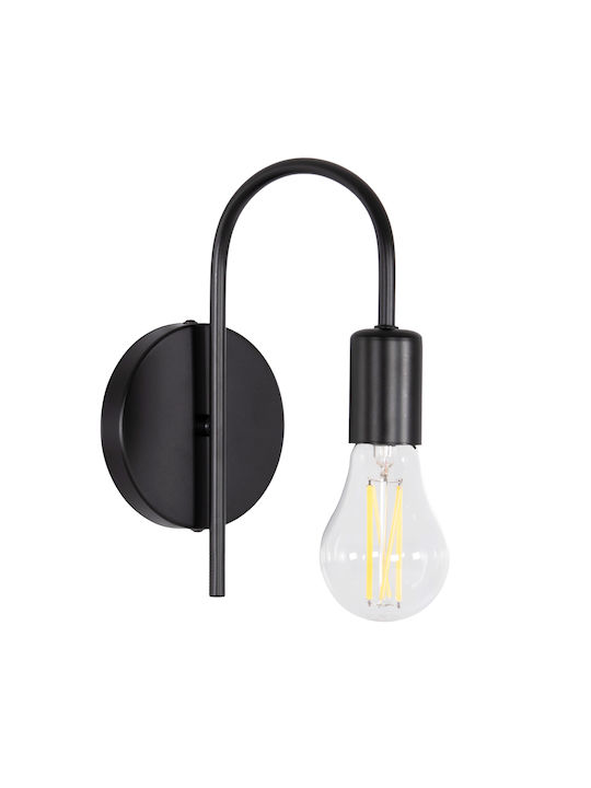 HomeMarkt KRAMER Φωτιστικό Τοίχου με Ντουί E27 Μαύρο 12εκ.