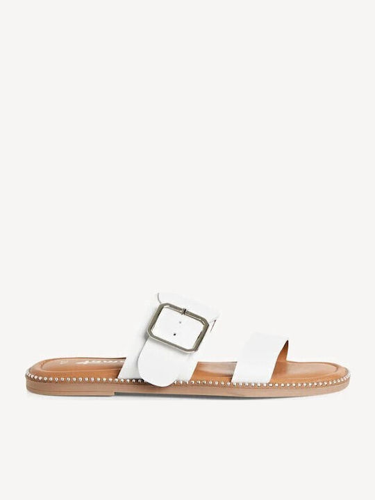 Tamaris Leather Women's Flat Sandals in White C...