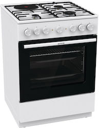 Gorenje Freistehend mit Erdgas- und Elektrokochfeldern White GK6B43WD