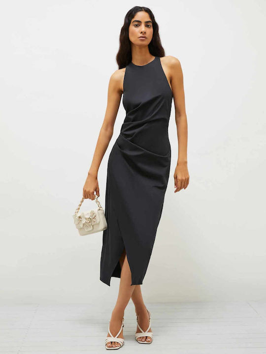 Midi Evening Satin Black Dress