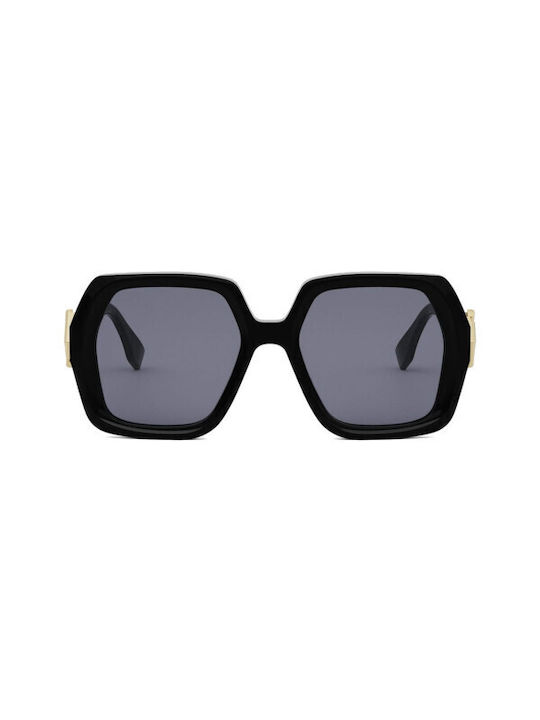 Fendi Damen Sonnenbrille mit Schwarz Kunststoff Gestell und Gray Linse FE40139I01V