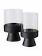 Boltze Pallas Set of Candle Holders Metal in Black Color 2pcs