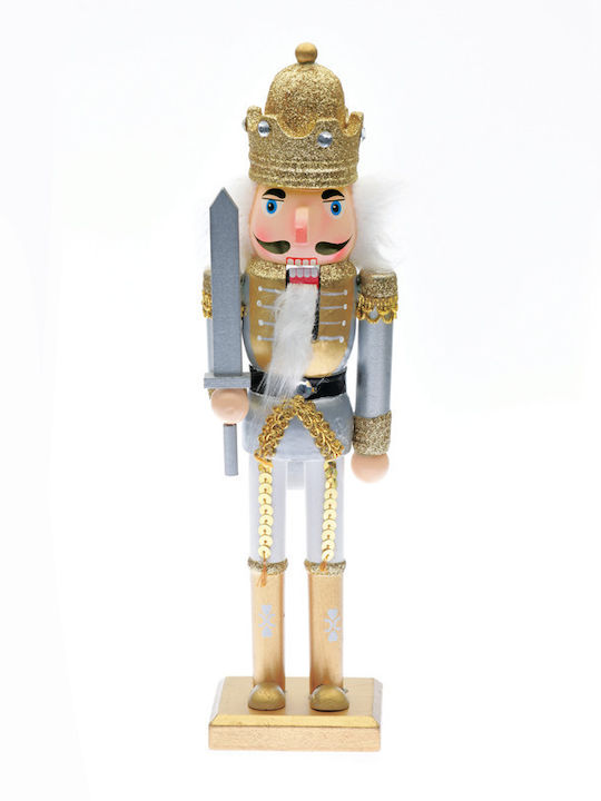 Aca Rege Nutcracker de Crăciun Lemn cu Sabie Înălțime 30cm.