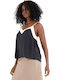 Denise Damen Bluse Ärmellos mit V-Ausschnitt Black