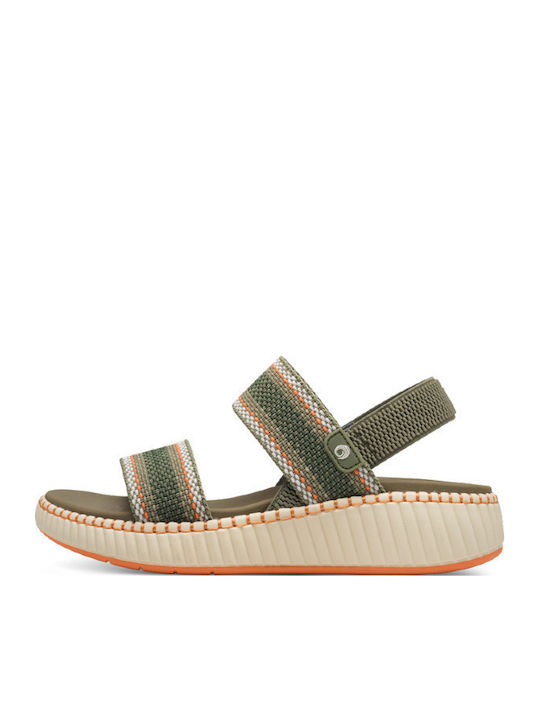 Jana Flache Sandalen für Damen Flatforms in Grü...