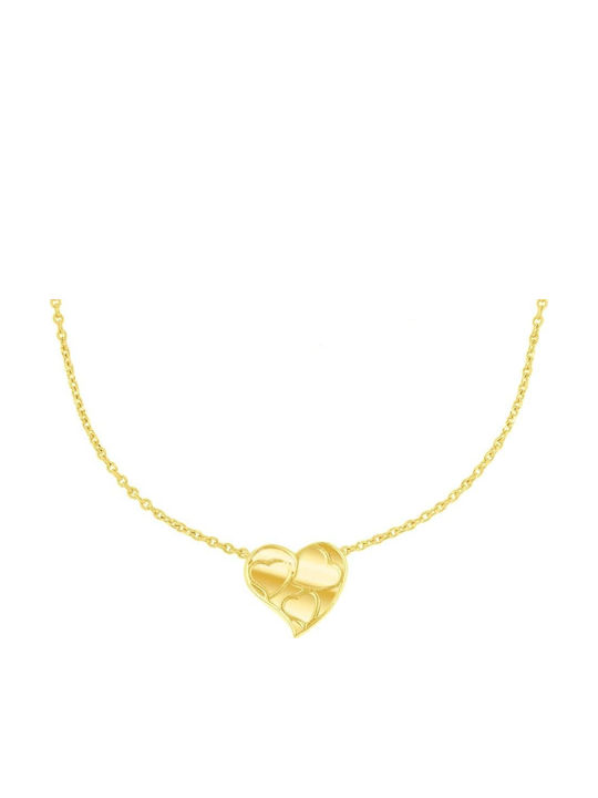 Eforo Colier Talisman Cu Design Inimă Din Aur Galben 9K