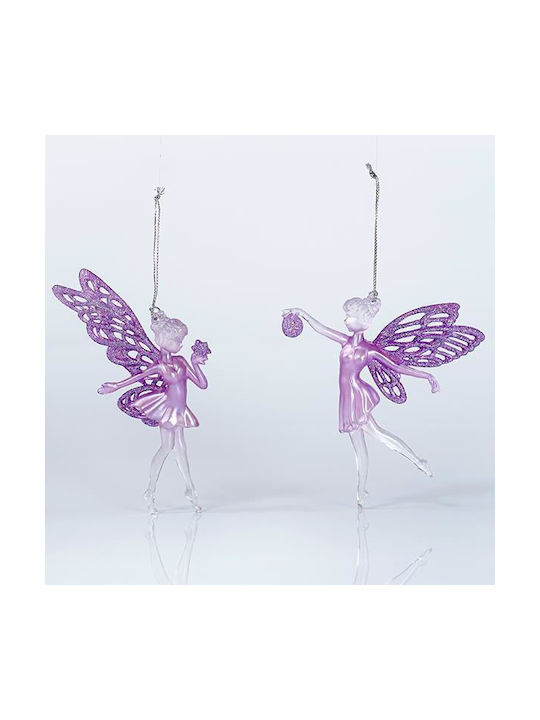 Hanging Fairy Ornament Acrylic Purple with Glitter 8.8x15.2cm