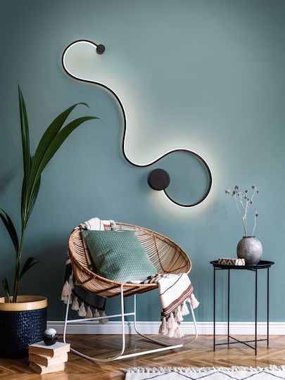 Grafos Modern Lamp Wall with Integrated LED and Warm White Light Black 94x4x28cm