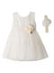Children's Dress Sleeveless Tulle Polka Dot Set with Accessories Ecru