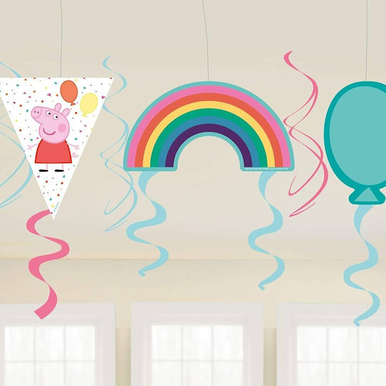 Peppa Pig Ceiling Swirl Decorations 7 Pieces