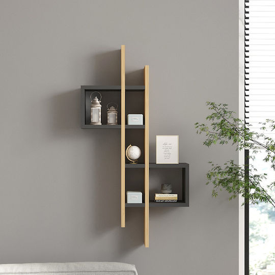 Ράφι Garel Oak-ανθρακί 53.8x19.6x108εκ.