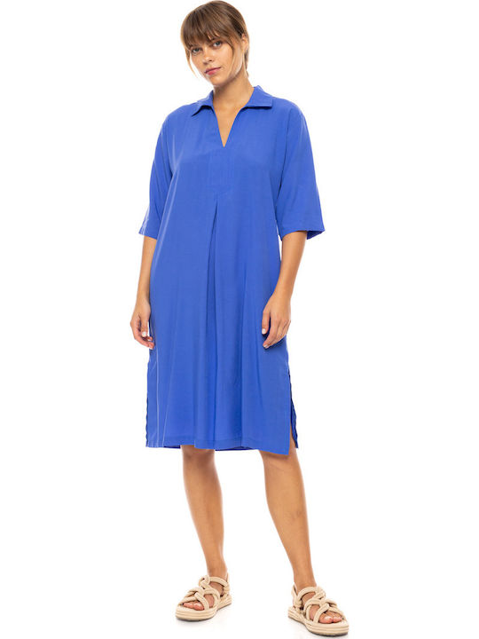 Pink Label Γυναικείο Φόρεμα Παραλίας Cosmos Blue