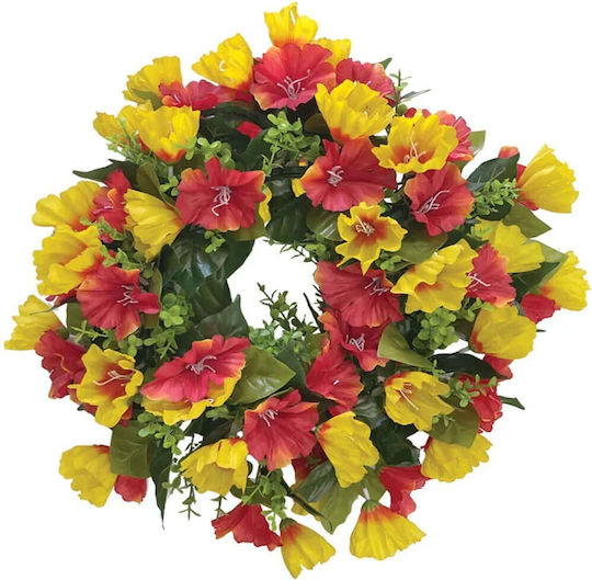 Orange Yellow Gloxinia Flower Wreath Ø42cm 16/box 13-24339-3