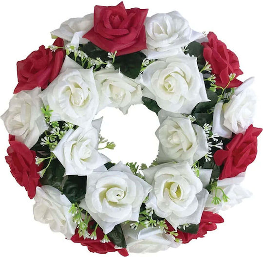 Red Ecru Rose Flower Wreath Ø40cm 16/box 13-24344-4
