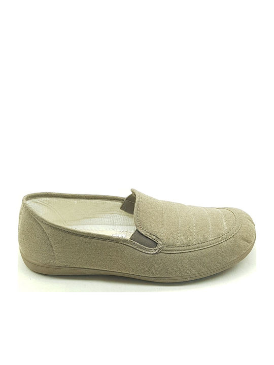 Stoff Herren Slip-Ons Beige