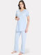Pijadore Nightgown Maternity & Nursing Blue