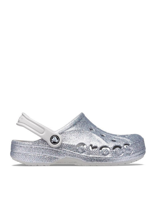Crocs Baya Glitter Women's Anatomic Silver Clogs