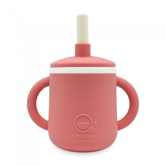 Smikkels Baby Cup with Handles and Straw made of Silicone Pink 180ml