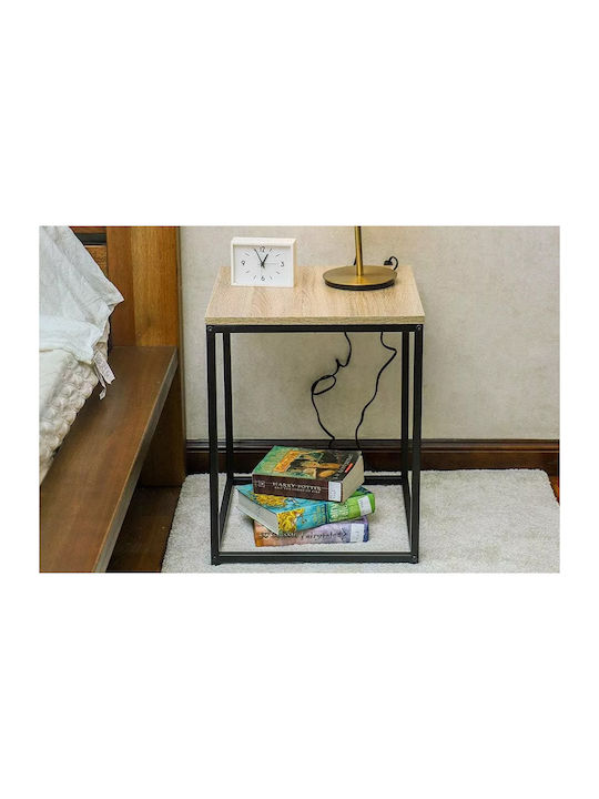 Square Side Table Rea Metal Sonoma Black W40xL40xH50.1cm