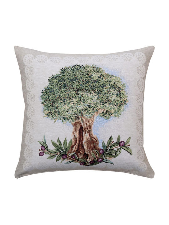 Dimeco Decorative Pillow Case Catania Ecru Green 45x45cm