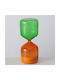 Clepsidră decorativă din sticlă lucrată manual 20 cm portocaliu verde