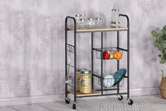 Metallic Trolley 3-Tier Black 12339021