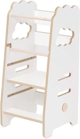 Plush Nest Learning Tower made of Wood Ecru