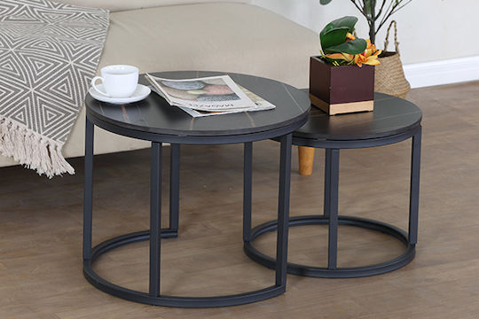 Round Zigon Set Cirki Metal Black 2 Pieces W53xL53xH47cm