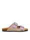 Leather Women's Flat Sandals Ice Violet