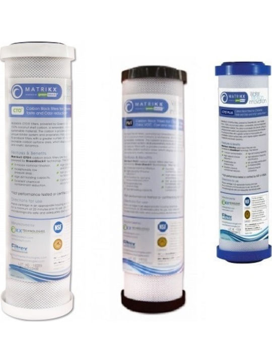 Matrikx Countertop and Under Sink Water Filter Replacement made of Activated Carbon 10" 0.5 μm 3pcs
