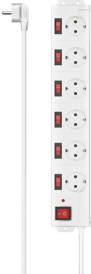 HAMA Safety Power Strip 6 Sockets with Switch and Cable 1.4m