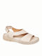 Leather Women's Flat Sandals Anatomic in Beige Color
