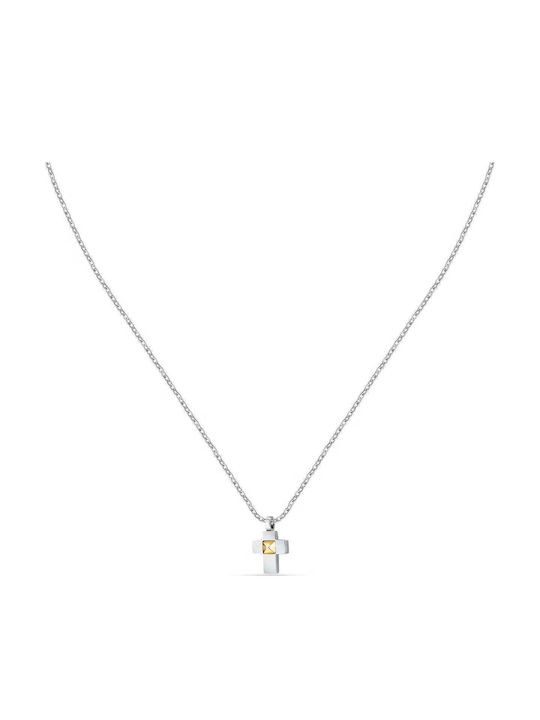 Morellato Men's Cross from Gold Plated Steel with Chain
