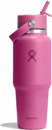 Hydro Flask Wide Mouth Travel Thermos Bottle Stainless Steel 1lt Reef with Straw