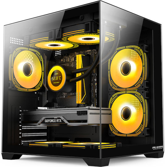 ProGaming Ambra Cube Carcasă PC Cu Deschidere Laterală Și Iluminare ARGB Neagră