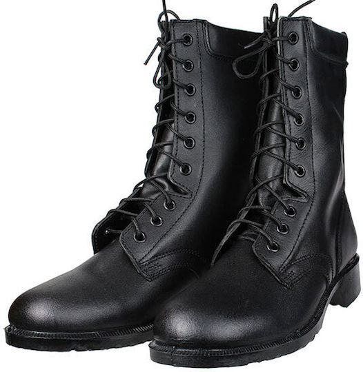X-Feet Military Boots Leather Black 13027-BLACK