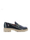 Leather Women's Moccasins in Blue Color