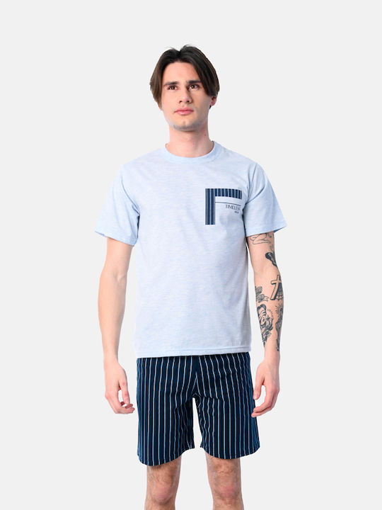 Dreams by Joyce Summer Men's Cotton Pyjamas Light Blue