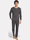 Pijadore Anthrazit Herren Pyjama mit Knopfdesign – Langarm Pjdr1824-2-anthrazit