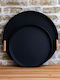 Hermia Metal Rotund Tavă de Servire în Culoare Negru 37x37cm 289ALV1106 2buc
