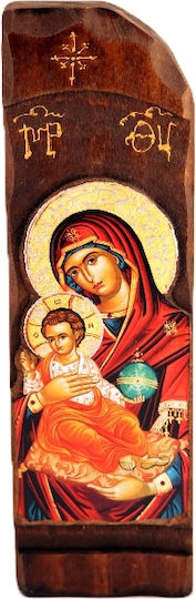 Icoană din lemn cu Fecioara Maria și Iisus Hristos N8 20x8cm