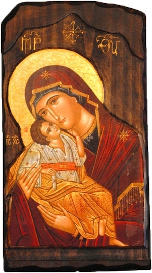 Icoană din lemn cu Fecioara Maria și Iisus Hristos G1 22x16cm