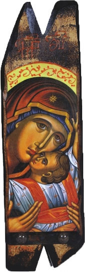 Wooden Icon of Virgin Mary & Jesus Christ N13 30x10cm