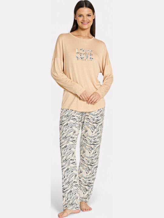 Pijadore Winter Women's Pyjama Set Beige