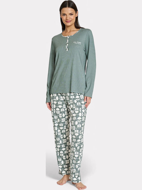 Pijadore Winter Damen Pyjama-Set Green