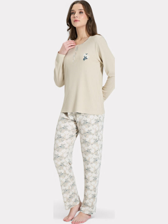 Pijadore Winter Women's Pyjama Set Beige