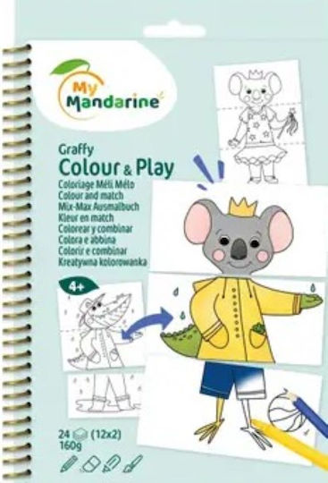 Моят мандаринов цвят и игра Рисувателен блок 24 листа 12x23 см Животни Clairefontaine