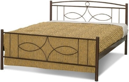 Morfeas Bed Semi-Double Metal Gray Textured with Mattress 110x190cm