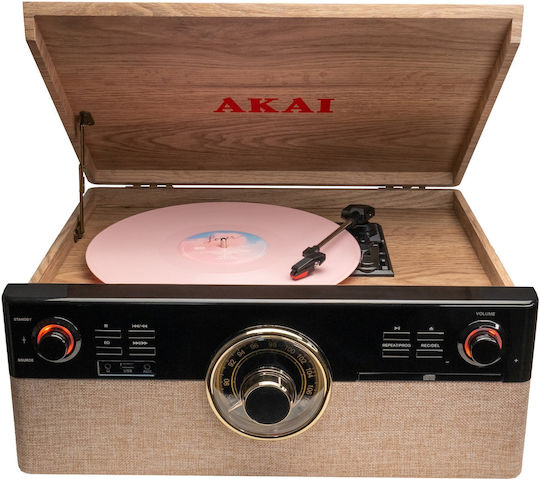 Akai Proffesional ATT-300CC Βαλιτσάκι Πικάπ με Belt Drive, Προενίσχυση και Ενσωματωμένα Ηχεία Καφέ